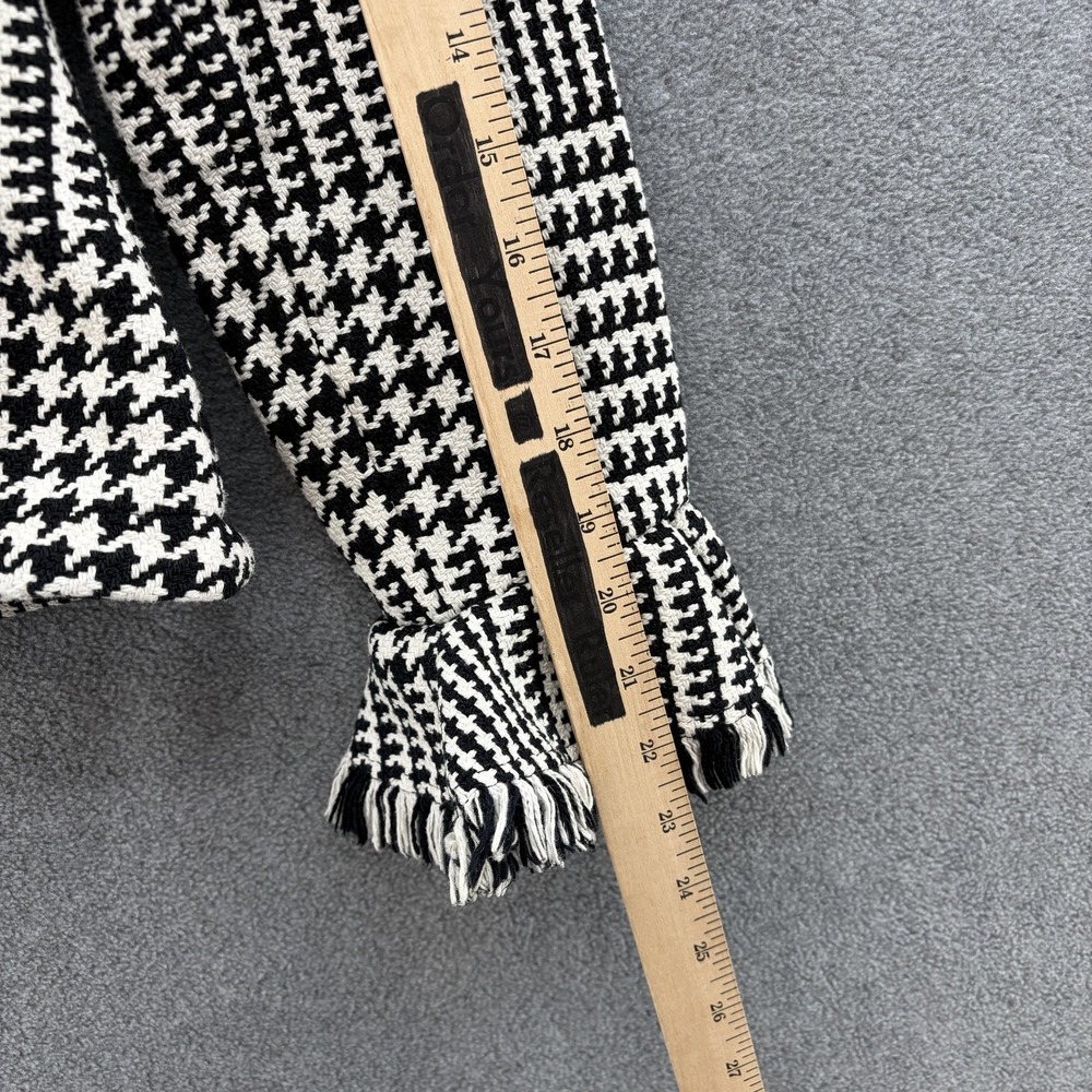 Anne Fontaine Jacket Womens 2 Black White Tweed Ruffle Fringe Full Zip Blazer - Picture 8 of 14